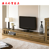 特价现代储物地柜出口韩国伸拉客厅柜全实木电视柜组合老榆木家具