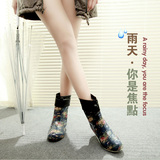 韩国时尚雨鞋女 中筒棉雨靴防滑水靴冬季加绒保暖水鞋套鞋胶鞋子