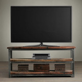 美式复古实木电视柜 粗犷铁艺电视桌 客厅卧室电视柜储物组合