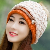 春秋冬季新款中年青年韩版可爱加厚绒针织毛线骑车女时尚护耳帽子