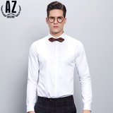 AZ蚁族男装青年男士英伦商务休闲长袖衬衣男式韩版修身型方领衬衫