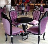 新古典餐椅 售楼部洽谈桌椅组合 欧式别墅实木酒店家具美容院椅子