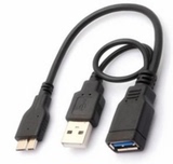 MICRO USB 3.0 OTG线带USB供电 三星note3外接U盘鼠标键盘读卡器