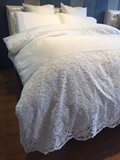 法式婚纱系列 蕾丝纯棉贡缎床上四件套 镂空纯白色床单式1.8m床品