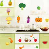 创意韩国卡通水果蔬菜冰箱贴画贴纸厨房家具 移动门玻璃装饰客厅