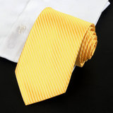 男士领带正装商务8cm窄版斜纹韩版领带男职业工作金黄色色领带