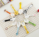 十个包邮 日式可爱卡通陶瓷动物勺子 木筷子调羹 儿童情侣餐具