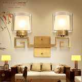 可洛新中式壁灯 双头卧室沙发墙壁灯 欧式客厅电视墙壁灯T017-B