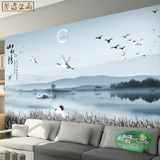 大型壁画 无缝沙发客厅卧室背景墙纸壁纸书房桂林 中式水墨山水情