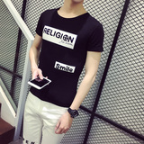 2016夏韩版短袖T恤男青春青年青少年学生圆领修身简约套头打底衫