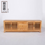 新中式实木客厅电视柜茶几组合现代简约老榆木餐边柜储物柜茶水柜