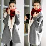 2015夹克/外套中长款宽松新款长袖韩版单件羊绒开衫打底大码女装