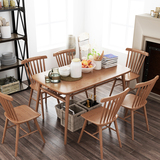 马氏皇庭现代北欧实木餐桌椅组合6人饭桌 小户型水曲柳长方形餐桌