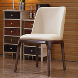 马氏皇庭 实木餐椅 北欧时尚家用创意餐椅 水曲柳皮艺餐椅咖啡椅