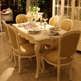 欧式大理石餐桌美式长方形餐桌椅组合6人小户型实木餐台饭桌1.8米