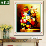 A-KS印花SZX新款欧式油画花瓶十字绣卧室款满绣客厅餐厅花卉系列