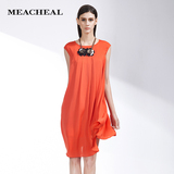 MEACHEAL米茜尔 捏褶工艺优雅款式型连衣裙 2015夏季正品新款女装