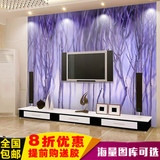 热卖电视背景墙 紫色梦幻树林大型壁画墙纸 客厅沙发卧室装修墙画