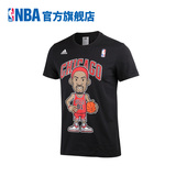 NBA 阿迪达斯 公牛队罗德曼 运动圆领T恤男 篮球短袖 ADS1222A