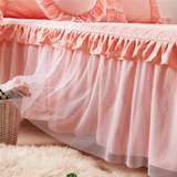 主蕾丝床裙纯棉保护套恣逸全棉夹棉床裙单件纯色床罩1.5m1.8米公