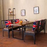 咖啡厅西餐厅桌椅组合实木甜品奶茶店餐桌椅美式复古卡座沙发酒吧