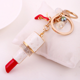 韩版创意礼品可爱水钻高档口红汽车钥匙扣女包挂件钥匙链水晶饰品
