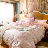 韩式四件套大花边全棉蕾丝床裙纯棉公主风床罩1.5m1.8米双人床品