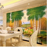 餐厅大型壁画山水风景欧式油画沙发电视背景墙画壁纸无纺布整张