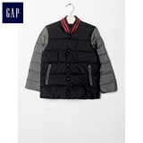 Gap男童 时尚柔软宽松加厚立领单排扣拼色美式棒球棉服外套693062