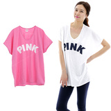 韩国代购春夏CHEERY PINK正品薄棉宽松大码蝙蝠衫女士休闲短袖T恤