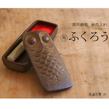 日本南部铁器猫头鹰铸铁印泥盒生日礼物文具盒书房摆件文化用品