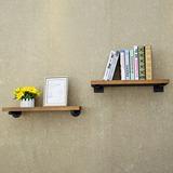 墙上置物架层架创意复古铁艺书架子展示架实木机顶盒一字隔板搁板