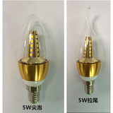 LED灯泡E14小螺口3瓦5瓦水晶吊灯光源蜡尾尖泡家用暖光白光节能灯