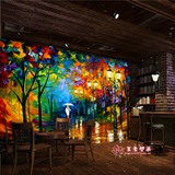 欧式简约油画风格大型墙纸咖啡厅西餐厅酒店酒吧背景墙壁纸壁画