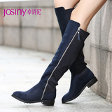 Josiny/卓诗尼2015冬季高筒靴 粗跟圆头女靴低跟女鞋子154672222