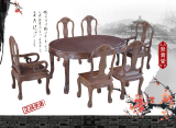 红木家具鸡翅木餐桌椅组合实木圆形可伸缩餐桌多功能餐台一桌六椅
