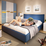 北欧布艺床现代简约双人床1.8米小户型婚床家具软包床不可拆洗
