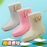 韩国女士中筒品牌雨鞋防滑平跟平底水鞋防水雨靴春夏甜美学生水靴