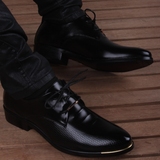 夏季青年男士韩版英伦内增高6cm8cm商务正装休闲系带软底真皮皮鞋