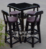 厂家直销实木酒吧桌椅咖啡桌椅套件 实木酒吧椅户外桌椅 高脚椅01