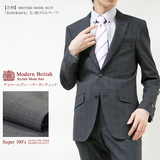 日本代购西装套装 灰色格子「SUPER100S」生地使用 男士套装礼服