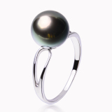 玲珑 大溪地黑珍珠戒指 天然海水珍珠基本无瑕 正品18k金送女友