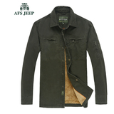 Afs/Jeep中年男士衬衫秋冬季加绒加厚吉普长袖衬衣保暖大码外套