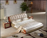 欧式床实木皮艺床经典百年真皮双人床可定大床2*2.2米布艺床园床