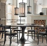 出口欧洲LOFT风格实木橡木铆钉油蜡皮扶手餐椅书椅咖啡厅酒店家具