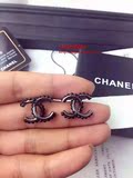 海外专柜代购香奈儿Chanel 黑色珐琅 双C 耳钉女 耳环 饰品