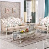 高档奢华新古典家具欧式简约沙发组合实木雕花客厅真皮三人位定制