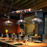 loft创意客厅美式复古咖啡厅工业风餐厅吧台铁艺桌球单三头吊灯