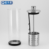 304不锈钢筷子筒玻璃筷子笼筷子盒筷架厨房带盖餐具盒透明