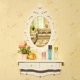 [转卖]田园创意雕花欧式梳妆镜子壁挂墙上化妆镜壁挂白色椭圆浴